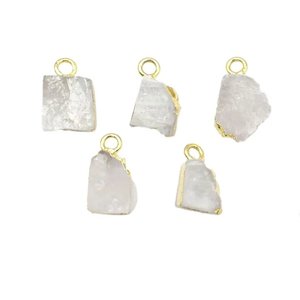 Natural Rainbow <b>Moonstone</b> Raw Edge Electroplated <b>Pendant</b> Gold Plated Crystal Necklace for Women - Product Image 1