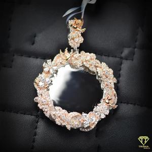 Luxury <b>Floral</b> Circle Pendant With VVS Moissanite Diamond and 925 Sterling Silver Jewelry - Product Image 4