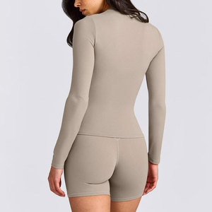 Activewear Yoga Shirt <b>Long</b> Sleeve Women's Wear Compression High Elastane Four Way Stretch Custom Material Seamless Shirt - Product Image 2
