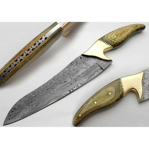 Couteau de chef personnalisé fait main Jexmoo, lame en acier Damas, 7 pouces, épaisseur 3,0 mm, manche en bois, étui en cuir - Cadeau - Product Image 5