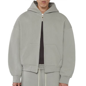 เสื้อฮู้ดดี้ผู้ชายทรงบ็อกซี่ ผ้าคอตตอนคุณภาพสูง หนา 500 กรัม แบบโอเวอร์ไซส์ สไตล์สตรีทแวร์ ทรงครอป ไหล่ตก ขายส่ง - Product Image 4