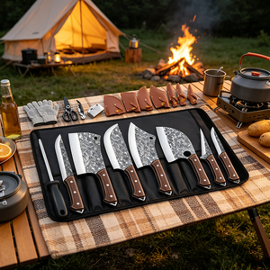 Couteau de <span class=keywords><strong>boucher</strong></span> de qualité supérieure, acier chinois à haute teneur en carbone, ensemble de couteaux de cuisine, manches en bois, multi-usages, avec sacs en nylon portables - Product Image 4
