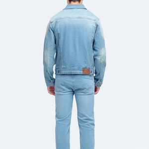 Veste en jean tissé légère décontractée pour homme, 100 % coton, couleur unie, taille personnalisée, coupe-vent, écologique, séchage rapide - Product Image 2