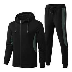 <b>Men's</b> Hooded <b>Zip</b> Up Tracksuit Set Color Block Sporty Sweatshirt <b>Jogger</b> Pants Two Piece Outfit - Product Image 1