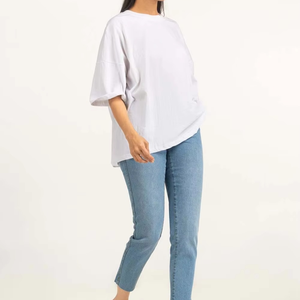 Camiseta Oversize de Alta Calidad para Mujer, Venta al por Mayor, Manga Corta, Cuello Redondo, Algodón, Informal, Cómoda para Uso Diario - Product Image 5