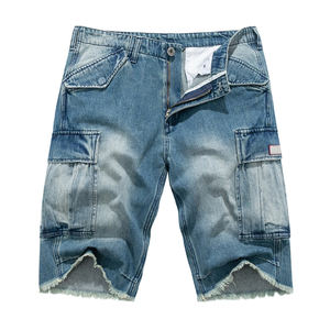 Men's Casual Light Wash Denim Mid Waist Embroidered Breathable Eco-Friendly <b>Zippers</b> Button Streetwear <b>Shorts</b> Summer Spring - Product Image 1