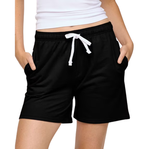 Women's <b>High</b> <b>Waist</b> Cotton Knitted Shorts Solid Color Drawstring Casual Breathable Short <b>Pants</b> - Product Image 6