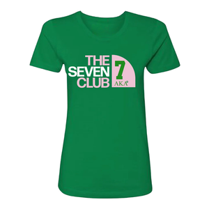 AKA The Seven Club 7 T-shirt vert en coton premium à col rond et manches courtes, doux, respirant, décontracté pour femme - Product Image 1