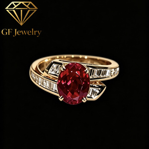 แหวนทองคำขาว 18K สไตล์วิคตอเรียนวินเทจ ประดับทับทิมสีแดงเลือดนกแบบแล็บ สองแถว ประดับเพชรทรงเรียว ดีไซน์ย้อนยุค หรูหรา เหมาะสำหรับงานเลี้ยง - Product Image 1