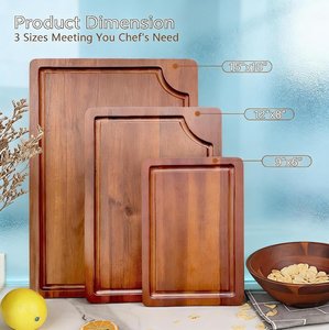 Hand Crafted Cutting Board, <b>Rustic</b> Wooden Chopping Acacia <b>Wood</b> Cutting Boards with Juice Groove, Double-Sided Kitchen Boards - Product Image 6