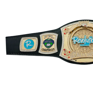 Cinturón de Campeón de Fútbol Revolution Mortgage, Trofeo Deportivo Personalizable, Diseño Dorado y Azul - Product Image 4