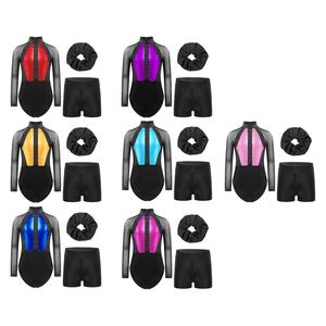 Justaucorps de danse contemporaine pour filles de 6 à 16 ans avec short et couvre-chef pour le patinage artistique, la gymnastique rythmique, l'acrobatie et les compétitions - Product Image 1