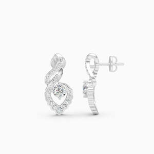 Pendientes Románticos con Forma de Lazo y Diamantes con Corte Brillante, Chapados en Oro Rosa, Joyería de Moda para Mujer, para Bodas - Product Image 1