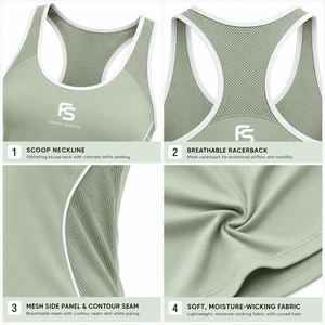 Custom <b>Women</b> Slim Fit Sports Tank <b>Top</b> Breathable <b>Mesh</b> Patchwork Racerback Yoga Gym Wear Moisture Wicking Fitness Training Vest - Product Image 4