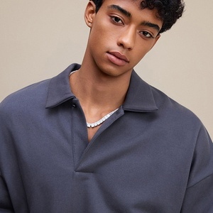 In Stock Ready to Ship Streetwear Wholesale Custom Blank Retro Old Money Polo Collar Sweatshirt - Product Image 4