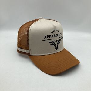 Gorra Trucker Personalizada al por Mayor de 5 Paneles con Corona Estructurada de Perfil Alto y Malla a Rayas, Gorras Trucker con 2 Rayas Laterales del País Australia - Product Image 3