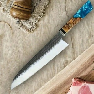 Couteau de chef personnalisé fait main Jexmoo avec lame en acier Damas de 8 pouces, manche en bois, étui en cuir - Cadeau pour chef - Product Image 4