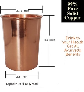 Verre à boire en cuivre fait main par un fabricant fiable, design rustique traditionnel, durable, gobelet à eau ayurvédique pour la santé - Product Image 4