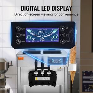 Gelatiera da banco commerciale 1850W 3-Flavor Soft service 2X5,5 l pannello LED cilindro in acciaio inossidabile Auto Clean - Product Image 5