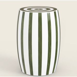 Tabouret en résine fait main de haute qualité, motif géométrique noir et blanc moderne, incrustation d'os, forme sablier, table d'appoint à vendre - Product Image 3
