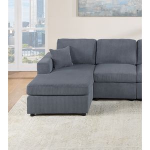Moderno e Splendido Set Divano Componibile in Velluto a Coste Grigio Scuro 2 Pezzi LAF e RAF con Chaise Longue Senza Braccioli e Divanetto per Soggiorno - Product Image 3
