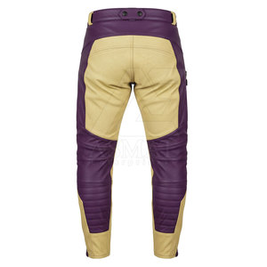 Pantalon de moto en cuir pour homme avec protection renforcée des genoux et design résistant à l'abrasion - Product Image 6