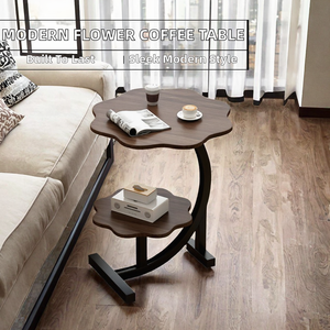 Table basse contemporaine moderne en bois, modulable, en forme de fleur, avec pieds en métal, pour salon, bar, bureau, salle à manger, parc - Product Image 5