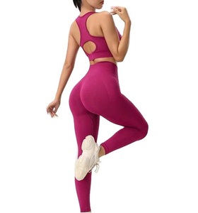 <b>Butt</b> <b>Lifting</b> Woman Sexy Hot Yoga Suit Set High Waist Seamless Custom OEM Wholesale Bra AND <b>Leggings</b> Skin Friendly Breathable - Product Image 1