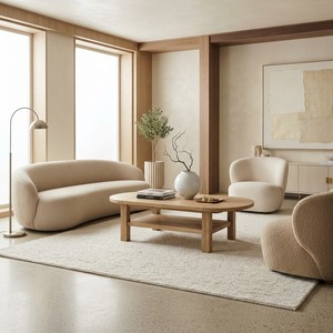 Table basse ovale en bois pliable moderne avec étagère inférieure pour salon - Product Image 1