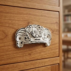 Traditional <b>Ceramic</b> Industrial Drawer Handle Flat Shape White Distressed Design for Dresser Cabinet Living Room Furniture - Product Image 3
