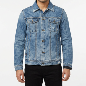 Veste en jean délavé pour homme, classique, décontractée, boutonnée, couleur unie, coupe classique, pour l'automne, à prix abordable - Product Image 1