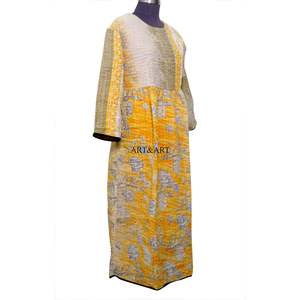 Vestido estilo A de algodón 100% con estampado floral kantha, elegante para el día a día y para mujeres confiadas en el trabajo, ecológico y cómodo de llevar. - Product Image 5