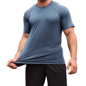 T-shirts personnalisés pour hommes, coupe ajustée, décontractés, respirants, en coton et élasthanne, coupe musculaire, col rond, vierges, vente en gros - Product Image 6