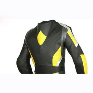 Men Full Sleeve Black Yellow Printed Customizable Leather Motorcycle <b>Racing</b> <b>Jacket</b> Breathable All Seasons Wear - Product Image 4