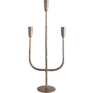 Candelabro de Hierro de 3 Brazos con Acabado Antiguo en Latón, Centro de Mesa Decorativo para Bodas y Fiestas, Artículo a Bajo Precio - Product Image 3