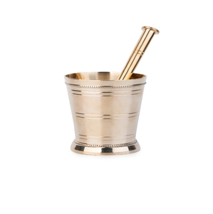 Elegant goblet style brass mortar pestle set with pedestal base for <b>kitchen</b> spices, available at wholesale prices. - Product Image 2