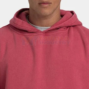 Men's Oversized Pullover Acid Wash Hooded Solid Plain Color Fleece Casual <b>Red</b> <b>Hoodies</b> Pocket Design Winter Wear Styles - Product Image 2