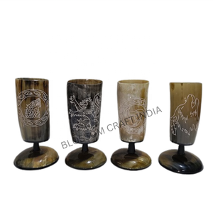 Nordique Viking sculpté artisanat naturel gravé corne à boire gobelet véritable corne de boeuf tasse chope Animal décoration nautique - Product Image 3