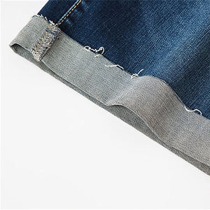 Jorts en jean vintage confortables et décontractés pour hommes, taille mi-haute, couleur unie, 100 % coton, séchage rapide, style urbain - Product Image 2
