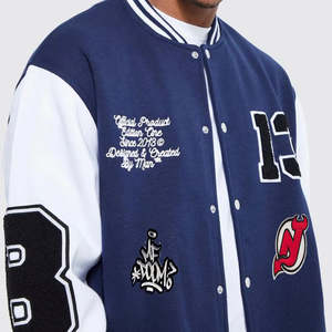 Chaquetas Varsity de Verano Bordadas Personalizadas de Alta Calidad para Hombre - Talla Grande, Exterior de Lana/Cuero, Secado Rápido, Transpirables - Product Image 3