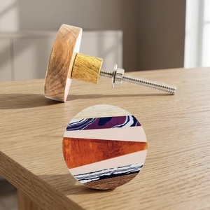 Resin Wood Modern Round Cabinet Knob Eco-Friendly Easy Installation for Kitchen Drawer Handle - Product Image 3