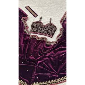 ชุดส่าหรีสวยงามสำหรับงานปาร์ตี้ ประดับด้วยงานปักดิ้นและด้าย - Product Image 4