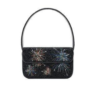 Bolso de mano informal estilo bohemio con bordado de cuentas, bolso de noche de lujo con bordado floral de cuentas - Product Image 1