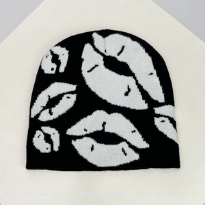 MILIENZ Unisex Personal Fully Printed Jacquard Lips Knitted Hats Warm Color <b>Block</b> Y2K Fashion American Beanies Hip Hop Versatile - Product Image 6