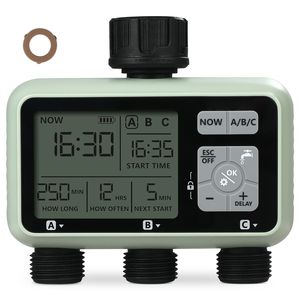 Temporizador de Riego para Jardín de 3 Salidas con Pantalla LCD, 3 Zonas de Riego Independientes, Retraso por Lluvia y Modo Manual, Temporizador para Manguera y Aspersor - Product Image 3