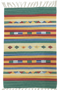 Woven Modern Floral Plush Cotton Rectangle <b>Rug</b>/Runner Reversable Backing Machine Washable Home Camping <b>Picnic</b> Travel Exercise - Product Image 4