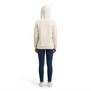 Sweat-shirt à capuche en polaire pour femme, couleur crème, avec cache-visage intégré, personnalisable avec logo, style streetwear - Product Image 2