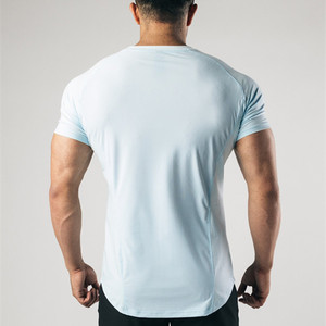 T-shirt décontracté pour homme, bleu clair, à séchage rapide, coupe ajustée, manches courtes, col rond, en jersey tricoté - Product Image 3