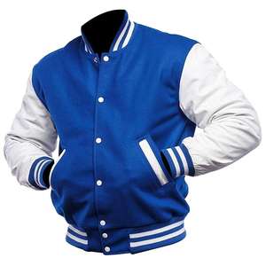 Vestes en laine brodées personnalisées de haute qualité pour hommes, veste de baseball standard d'hiver, col roulé, boutons en corne - Product Image 1