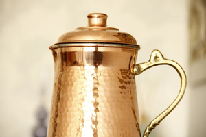 Best Quality Natural Shiny Polished Copper <b>Water</b> Pitcher Set for Restaurant Hotel Use Eco-Friendly 1000-1500ml Capacity - Product Image 2